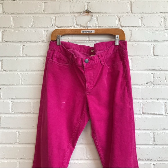 J.CREW bright hot pink matchstick corduroy pants - Picture 2 of 5